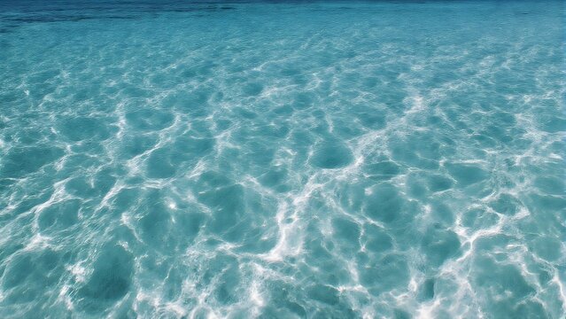 Vibrant Turquoise Ocean Waves with White Foam. Dynamic Blue Sea Water Texture and Natural Movement.