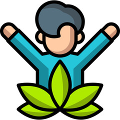 Color Lineal Wellness Icon – Meditation and Self-Care Lotus Pose for Healthy Lifestyle