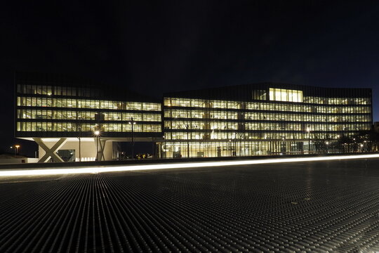 Modern architecture in the new square Adriano Olivetti in the south of town, inaugurated  on september  27th by the major