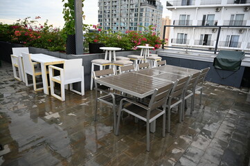 The rooftop of our apartment building in Phnom Penh is a very nice oasis for having a BBQ and enjoying the outdoors even though you are in the big city