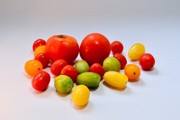 An assortment of different colored tomatoes