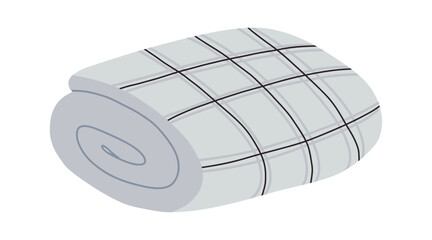Doodle illustration of a rolled blanket, hand drawn in simple cozy style. Soft and warm design element perfect for home comfort, relaxation, hygge, and winter-themed projects