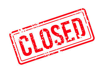 Vintage red Closed rubber stamp in grunge style with double sharp border and transparent background, perfect for business documents, websites, and design projects requiring an authentic seal or label