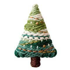 White and green Christmas tree figurine made of handmade yarn