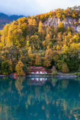 Autumn lake scenery in Interlaken, Switzerland