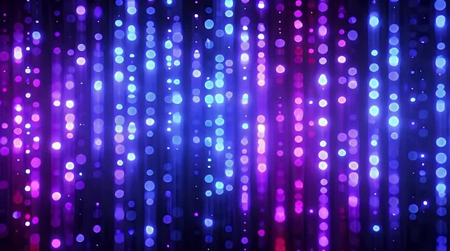 Abstract Purple Blue Light Bokeh Strands for Nightlife, Tech Background and Visual Effects, glowing lights