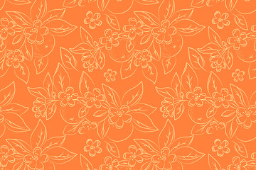Citrus Floral Seamless Pattern Vector Illustration