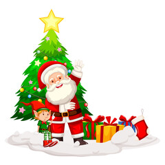 santa claus and christmas tree