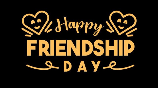Stylish Happy Friendship Day Animated Text Graphic on Black Background  Best Friends Forever Greeting Card Video Template  