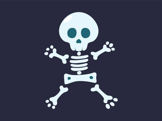 Cartoon skeleton character with a playful design.