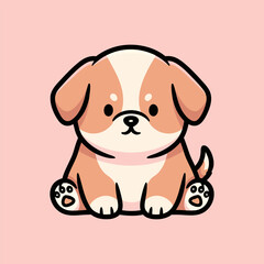 Adorable cartoon puppy dog sitting on a pink background vector illustration