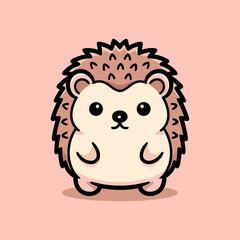 Cute cartoon hedgehog on a pink background vector illustration of animal