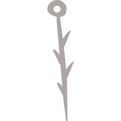 Simple Grey Thorny Stem With A Circle At The Top On A Transparent Background Minimalist Abstract Icon Vector