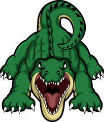 Aggressive Crocodile Mascot With Open Jaws