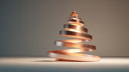 Spiral Rose-Gold Christmas Tree Minimalist Abstract Design