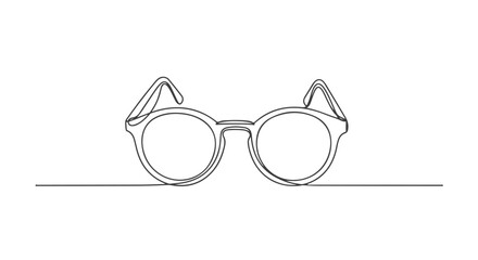 A Continuous Single Line Drawing of Classic Round Eyeglasses, Minimalist Art, and Elegant Optical Accessory Concept