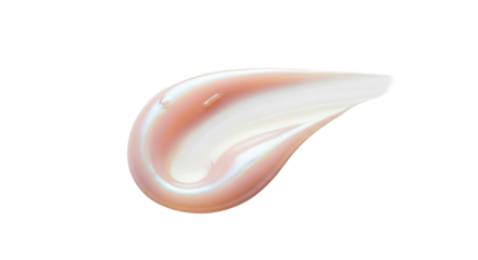 Soft pearlescent cream smear forming organic droplet shape on white