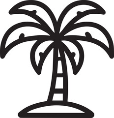 A detailed line drawing of a stylized palm tree, conveying a sense of simplicity and visual impact, evoking themes of tropical landscapes.