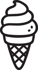 A delightful ice cream cone sketched with simple black lines, offers a sense of playful innocence, perfect for any occasion. 