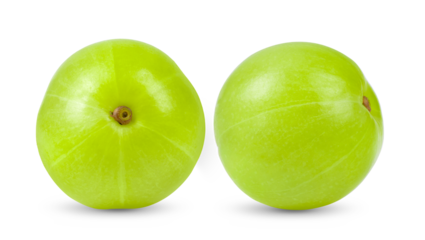 Fresh Indian gooseberries on transparent png ( Image from camera)