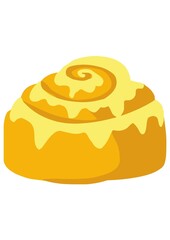 Cinnamon Roll with Cream Cheese Icing – Cute Vector Illustration