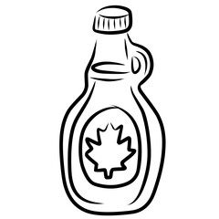 Maple Syrup Bottle in Hand-Drawn Style for Food Packaging