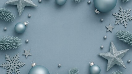 Elegant festive blue Christmas background.