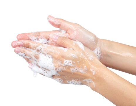  Hands Washing with Soap Bubbles and Water Flow PNG - Powered by Adobe