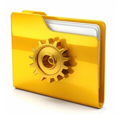 Golden folder icon with a gear mechanism detail