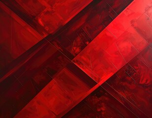Red geometric abstract with textured brushstrokes