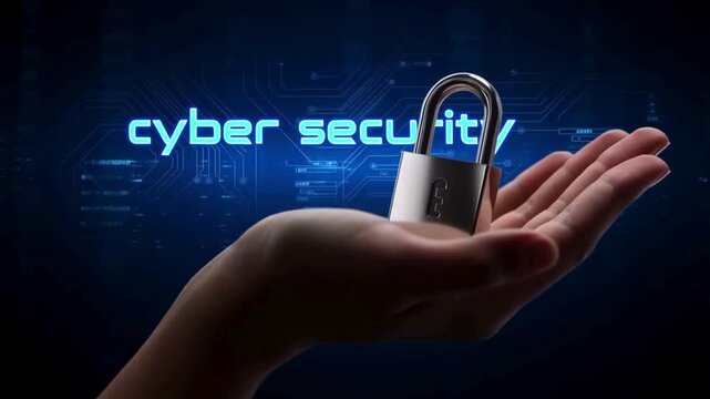 UNA MANO CHE TIENE UN LUCCHETTO PER CYBER SECURITY