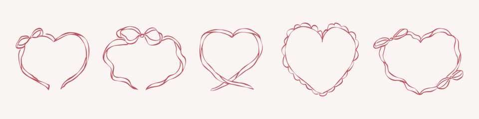 Hand drawn heart-shaped frames and borders collection