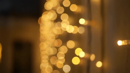 Abstract warm golden yellow bokeh fairy lights background for holiday decoration - Powered by Adobe