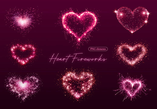 Sparkling Heart Shaped Fireworks Display Element Set