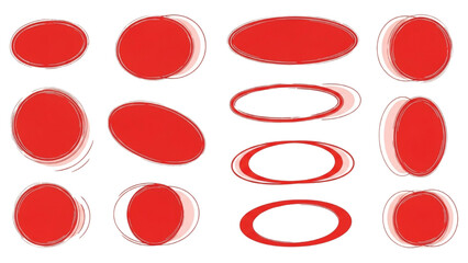 Sketchy Red Oval and Circle Elements for Drawing Attention to Important Content