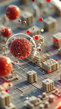 Disease transmission prevention Visualize a stylized diagram of airborne particles being captured and neutralized by advanced.