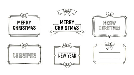 Festive Holiday Season Decorative Frames and Banners for Greeting Cards and Invitations