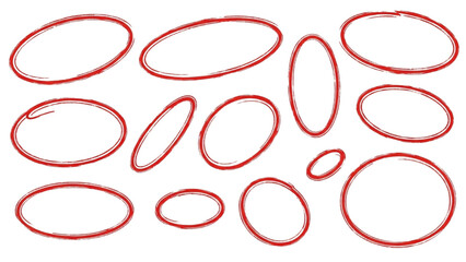 Red Oval Shapes Grouped Together on White Background for Emphasis