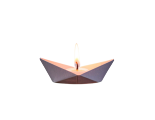 Minimal Paper Boat with Candle Flame and Gentle Ripples PNG