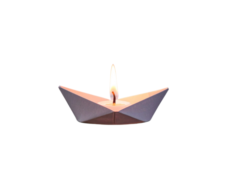 Minimal Paper Boat with Candle Flame and Gentle Ripples PNG