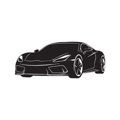 Sports Car Silhouette Vector Illustration — Modern Luxury Vehicle Design on White Background