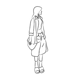 Casual Chic, Line Art Illustration of a Woman in Oversized Outfit
​
