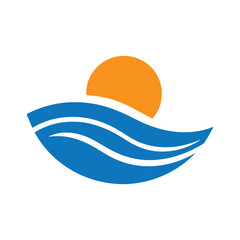 Smooth Continuous Wave Beneath A Perfect Round Sun Minimalist Logo