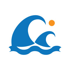 Powerful Dynamic Wave And Sunburst Logo With Thick Striking Lines