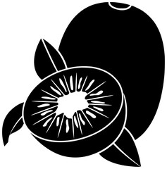 fresh illustration green silhouette fruit logo kiwifruit icon nature outline kiwi healthy food plant ripe actinidia tree organic leaf shape for vector graphic background