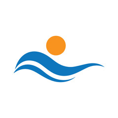 Dynamic High-Impact Wave And Sun Logo With Powerful Silhouette