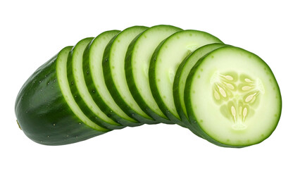 Fresh green vegetable sliced into multiple uniform rounds against a dark background
