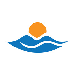 Symmetrical Minimal Wave And Halo Sun Logo With Smooth Curved Balance