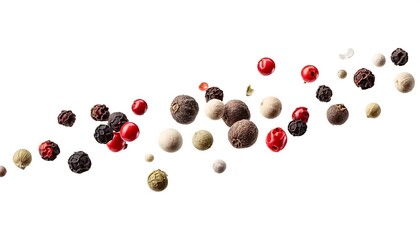 combination of pepper.  The air is filled with peppercorn seeds that are black, red, white, and spicy.