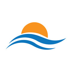 Heavy Bold Minimalist Wave-And-Sun Logo With Strong Geometric Weight